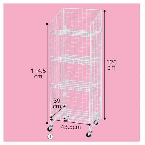 店舗用品店舗什器ネットラックネット棚展開W47cmH150cm棚5段展開白の商品画像