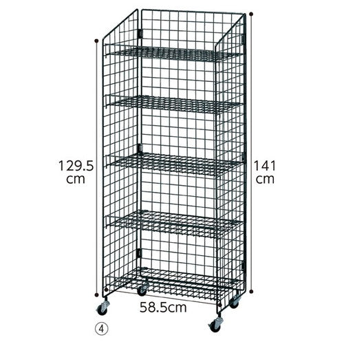 店舗用品店舗什器ネットラックネット棚展開W62cmH135cm棚4段展開白の商品画像