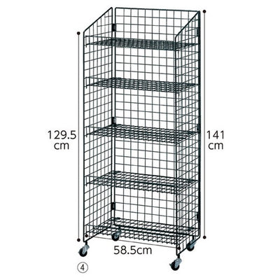 店舗用品店舗什器ネットラックネット棚展開W62cmH150cm棚5段展開黒の商品画像