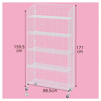 店舗用品店舗什器ネットラックネット棚展開W92cmH150cm棚5段展開白の商品画像