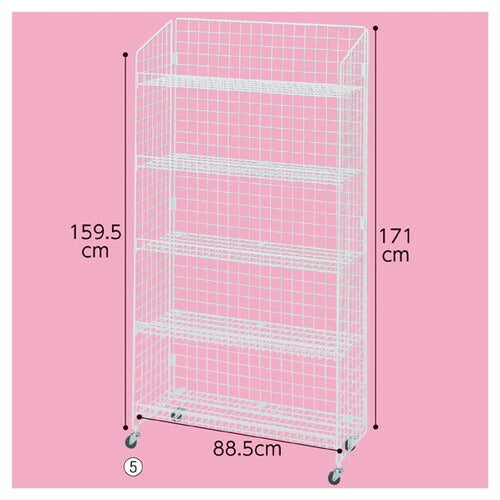 店舗用品店舗什器ネットラックネット棚展開W92cmH180cm棚5段展開黒の商品画像