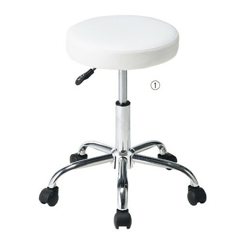 店舗用品店舗運営用品昇降式ラウンドバースツール座厚手タイプホワイトの商品画像