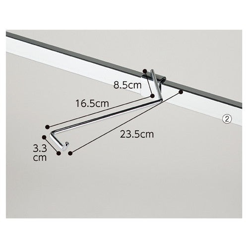 店舗用品システム什器斜めフック左曲げの商品画像