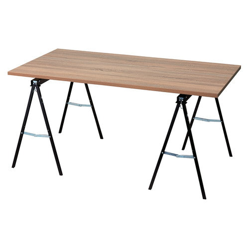 店舗用品店舗什器マルシェ簡易テーブル天板ラスティック柄ブラック脚W150cmの商品画像