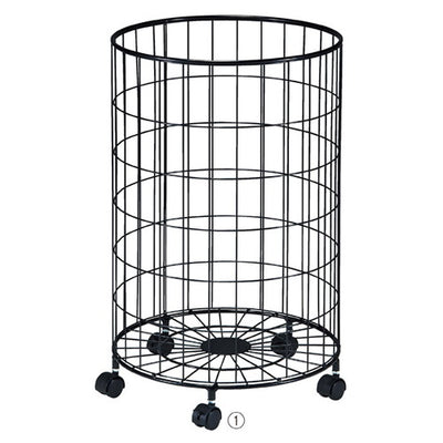 店舗用品店舗什器円型バスケットワゴン深型黒本体の商品画像