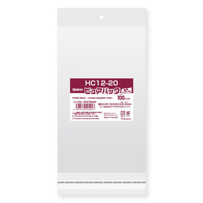 店舗用品ラッピング用品OPP透明袋クリアヘッダー付き12×20cm【100枚】の商品画像