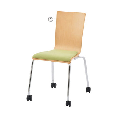 店舗用品店舗運営用品プライウッドキャスターチェアパッド付きダーク×ブラックの商品画像