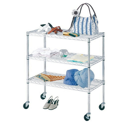 店舗用品シリーズ什器ワイヤーラックD45cmキャスター付きH98cm3段W90.7cmの商品画像