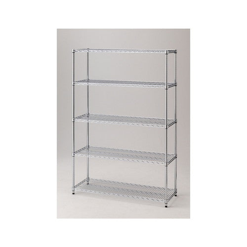 店舗用品シリーズ什器ワイヤーラック重量棚展開アジャスタータイプH181cm5段D45.7cmW121.2cmの商品画像