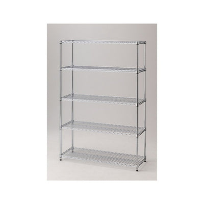 店舗用品シリーズ什器ワイヤーラック重量棚展開アジャスタータイプH181cm5段D45.7cmW121.2cmの商品画像