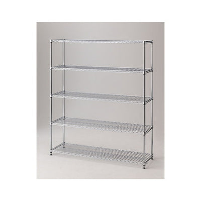 店舗用品シリーズ什器ワイヤーラック重量棚展開アジャスタータイプH181cm5段D45.7cmW151.4cmの商品画像