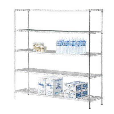 店舗用品シリーズ什器ワイヤーラック重量棚展開アジャスタータイプH181cm5段D45.7cmW182.2cmの商品画像