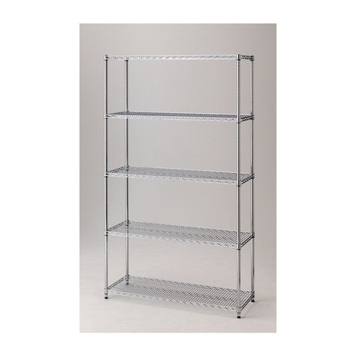 店舗用品シリーズ什器ワイヤーラック重量棚展開アジャスタータイプH212cm5段D45.7cmW121.2cmの商品画像