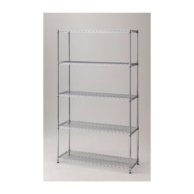 店舗用品シリーズ什器ワイヤーラック重量棚展開アジャスタータイプH212cm5段D45.7cmW121.2cmの商品画像