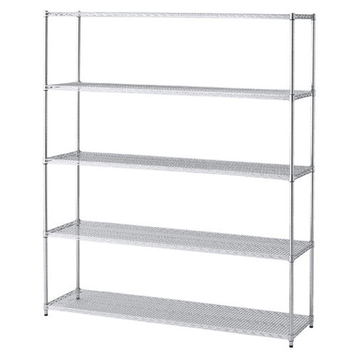 店舗用品シリーズ什器ワイヤーラック重量棚展開アジャスタータイプH212cm5段D45.7cmW182.2cmの商品画像