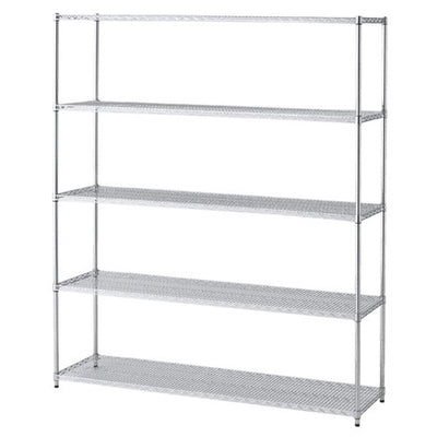 店舗用品シリーズ什器ワイヤーラック重量棚展開アジャスタータイプH212cm5段D45.7cmW182.2cmの商品画像
