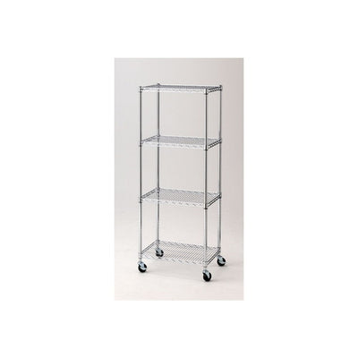 店舗用品シリーズ什器ワイヤーラックD45cmキャスター付きH159cm4段W60.9cmの商品画像