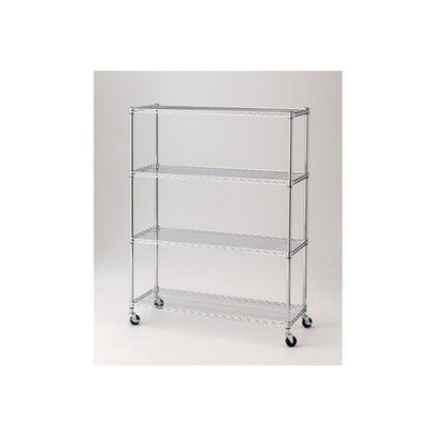 店舗用品シリーズ什器ワイヤーラックD45cmキャスター付きH159cm4段W121.2cmの商品画像