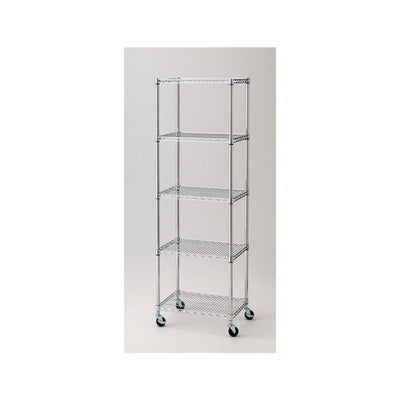 店舗用品シリーズ什器ワイヤーラックD45cmキャスター付きH189cm5段W60.9cmの商品画像
