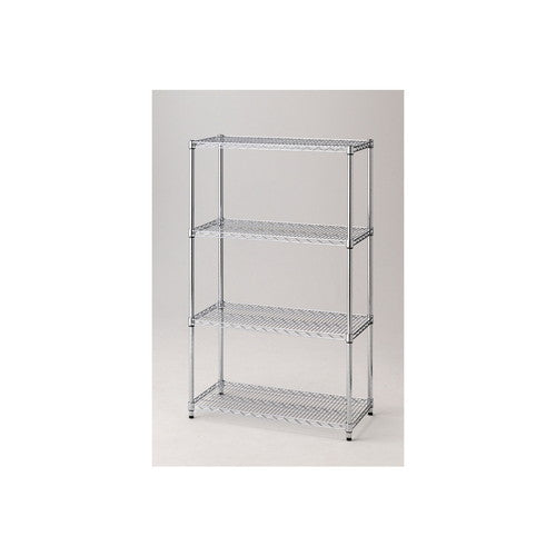 店舗用品シリーズ什器ワイヤーラック重量棚展開アジャスタータイプH151cm4段D45.7cmW90.7cmの商品画像