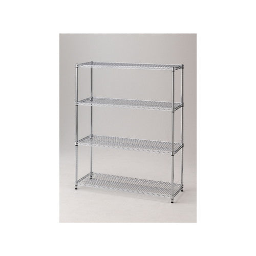 店舗用品シリーズ什器ワイヤーラック重量棚展開アジャスタータイプH151cm4段D45.7cmW121.2cmの商品画像