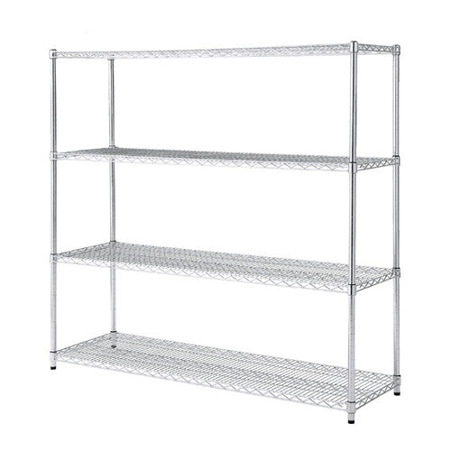 店舗用品シリーズ什器ワイヤーラック重量棚展開アジャスタータイプH151cm4段D45.7cmW151.4cmの商品画像