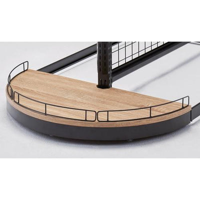 店舗用品システム什器Rエンド用欄干付きステージ木棚セットラスティック柄の商品画像