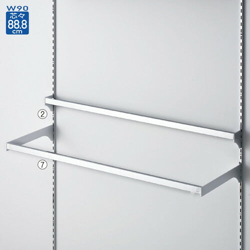 店舗用品システム什器差し込み式ミニ角バーセットW90cm(スリット芯々88.8cm用)D10cmの商品画像