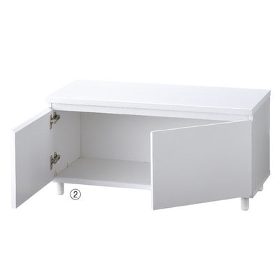 店舗用品システム什器収納ボックス丸棒脚ロータイプW90cm用ホワイトの商品画像