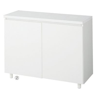 店舗用品システム什器木製収納ボックスハイタイプ丸棒脚タイプW90cm用ホワイトの商品画像