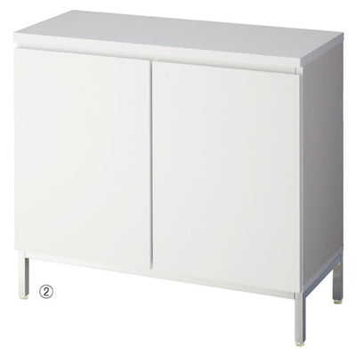 店舗用品システム什器木製収納ボックスハイタイプクロームメッキW90cm用ホワイトの商品画像