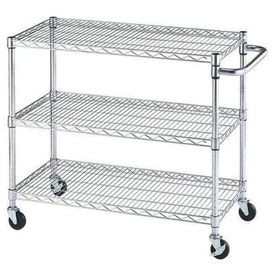 店舗用品シリーズ什器ワイヤーラックH80cmサイドハンドル付き3段展開D45cmタイプW90.7cmの商品画像