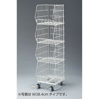 店舗用品店舗什器高機能型ジャンブルバスケットW54.4cm直径7.5cmキャスター付き白3段の商品画像