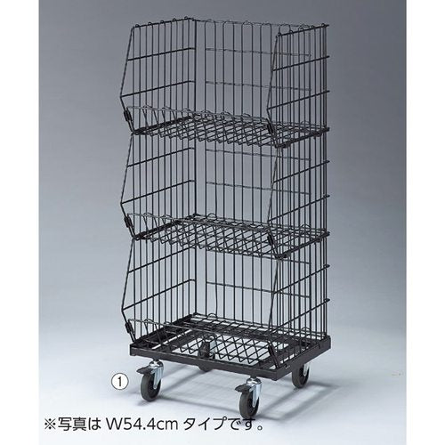 店舗用品店舗什器高機能型ジャンブルバスケットW86.4cm直径7.5cmキャスター付き黒3段の商品画像