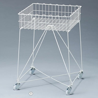 店舗用品店舗什器バスケットワゴン白W45×D45cmの商品画像