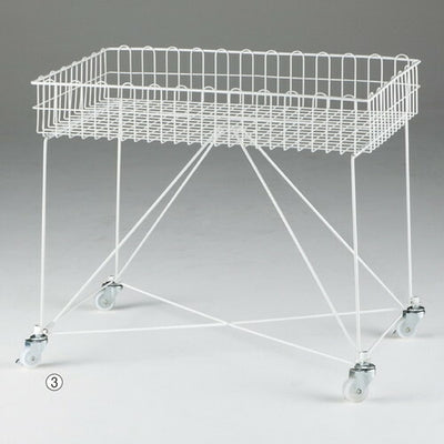 店舗用品店舗什器バスケットワゴン白W75×D45cmの商品画像