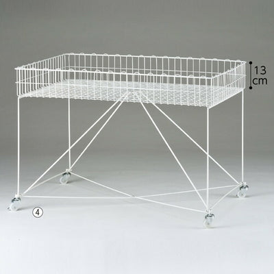 店舗用品店舗什器バスケットワゴン白W90×D60cmの商品画像