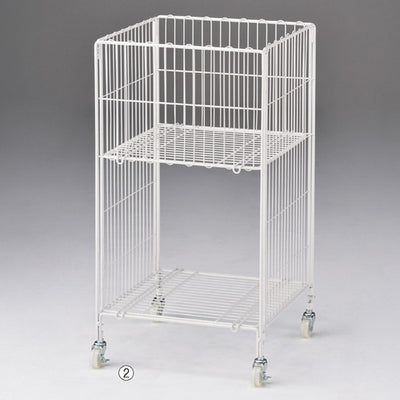 店舗用品店舗什器ワイヤー2段ワゴン白W45×D45cmの商品画像