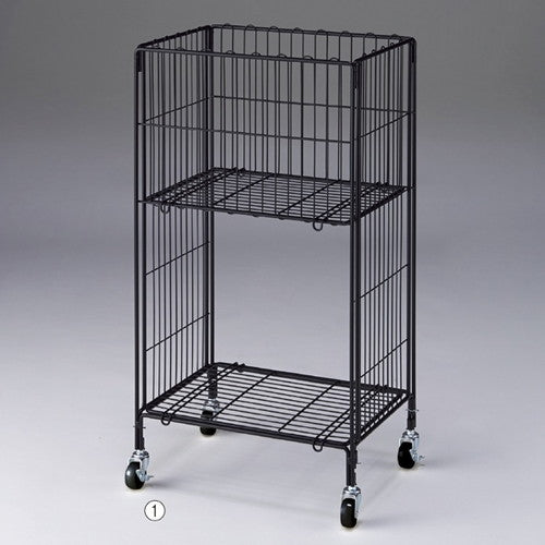 店舗用品店舗什器ワイヤー2段ワゴン黒W60×D45cmの商品画像