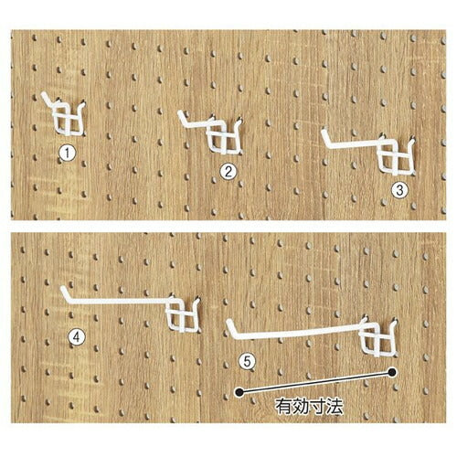 店舗用品店舗什器有孔パネル用フック(直径4mm)白L20cmの商品画像