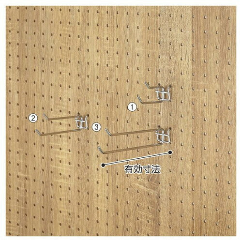 店舗用品店舗什器有孔パネル用2段フック(直径4mm)L5cmの商品画像