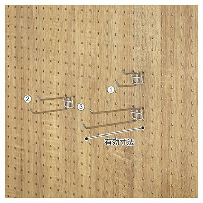 店舗用品店舗什器有孔パネル用2段フック(直径4mm)L10cmの商品画像