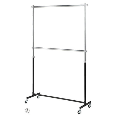 店舗用品店舗什器重量用2段ハンガーラックスタンダードタイプ黒の商品画像