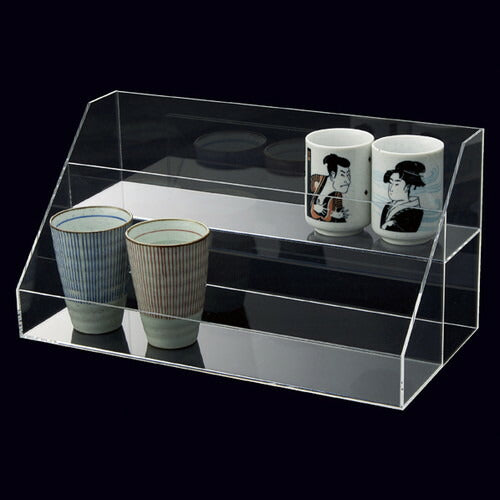 店舗用品演出用品湯呑み・グラスディスプレイケース2段ディスプレイの商品画像