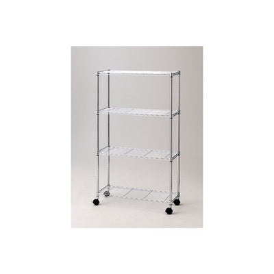 店舗用品シリーズ什器ワイヤーラックローコストD35cmキャスター付きH156cm棚4段D35.7cmW90.7cmの商品画像
