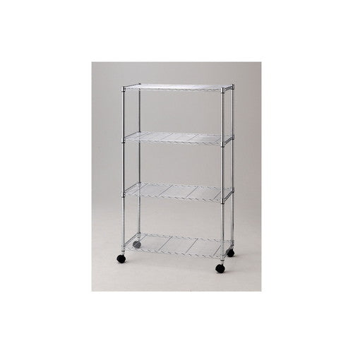 店舗用品シリーズ什器ワイヤーラックローコストD45cmキャスター付きH156cm棚4段D45.7cmW90.7cmの商品画像