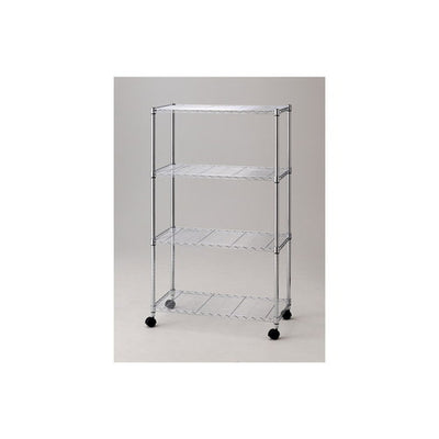 店舗用品シリーズ什器ワイヤーラックローコストD45cmキャスター付きH156cm棚4段D45.7cmW90.7cmの商品画像