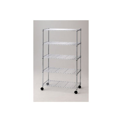店舗用品シリーズ什器ワイヤーラックローコストD45cmキャスター付きH156cm棚5段D45.7cmW90.7cmの商品画像