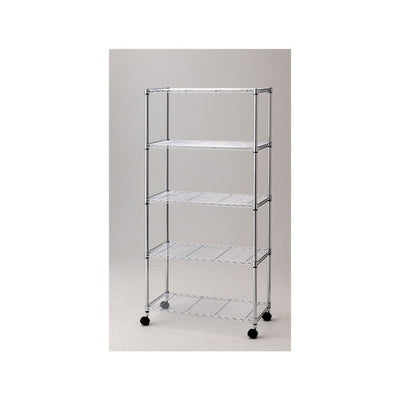 店舗用品シリーズ什器ワイヤーラックローコストD45cmキャスター付きH186cm棚5段D45.7cmW90.7cmの商品画像
