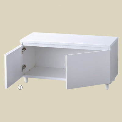 店舗用品シリーズ什器収納ボックス丸棒脚ロータイプホワイトW120cm用の商品画像